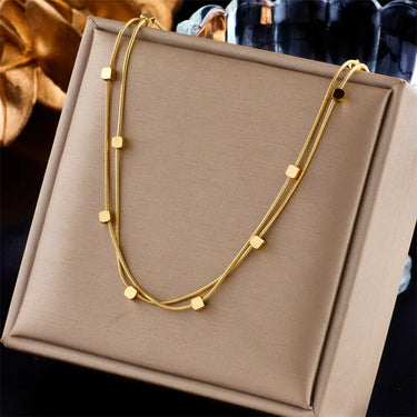 Stainless Steel Cube Chains Necklace